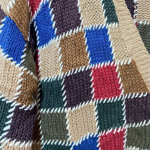 Vintage Jones & Co Hand Knitted Multicolour Patchwork Ramie Cardigan - Picture 4 of 4
